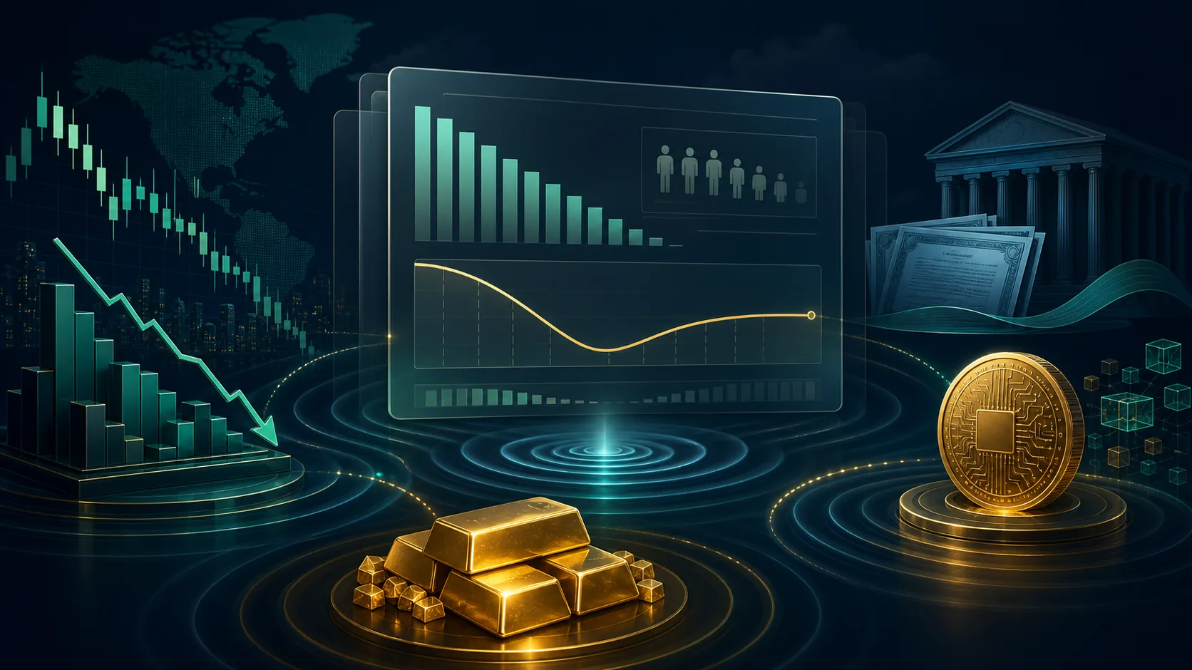 Weak Jobs Report: What It Can Mean for Stocks, Bonds, Bitcoin, and Gold illustration